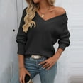 thumbnail image 4 of Annhoo Sweaters for Women Casual Crochet Long Sleeve V Neck Knitted Pullover Shirts Fashion Hollow out Tops, 4 of 6