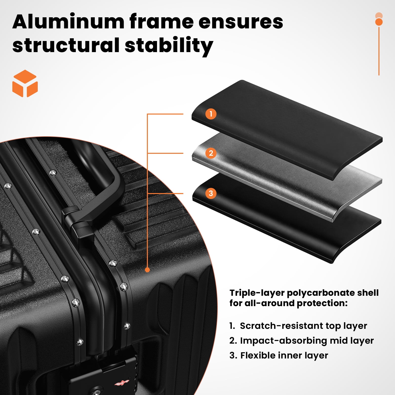 20 in Carry on Luggage, Lightweight Zipperless Aluminum Frame PC Hard Shell Suitcase with TSA Lock & 360 Spinner Wheels for Travel
