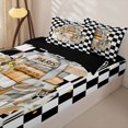 thumbnail image 3 of Homewish Romantic Lipstick Perfume Zipper Twin Comforter Sets with Fitted Sheet and 2 Pillowcases,Fashion High Heels Zipper Bedding Set,Cream,Black Reversible,4pcs, 3 of 8