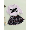 thumbnail image 3 of Toddler Little Girl Halloween Skirt Outfit Boo Sweatshirt Pullover Long Sleeve Shirt Tutu Tulle Dress Fall Clothes 1-6T, 3 of 8