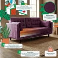 thumbnail image 3 of Sofá Cama de Velvet Makora Morado Modelo Zeppelin Con Portavasos, 3 of 10