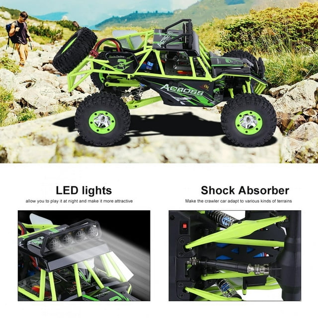 RC Crawler Toy, 12428 Upgrade Version 4WD 2.4GHz 1/12 Scale Electric RC Crawler Car USB Trucks Cars and Trucks