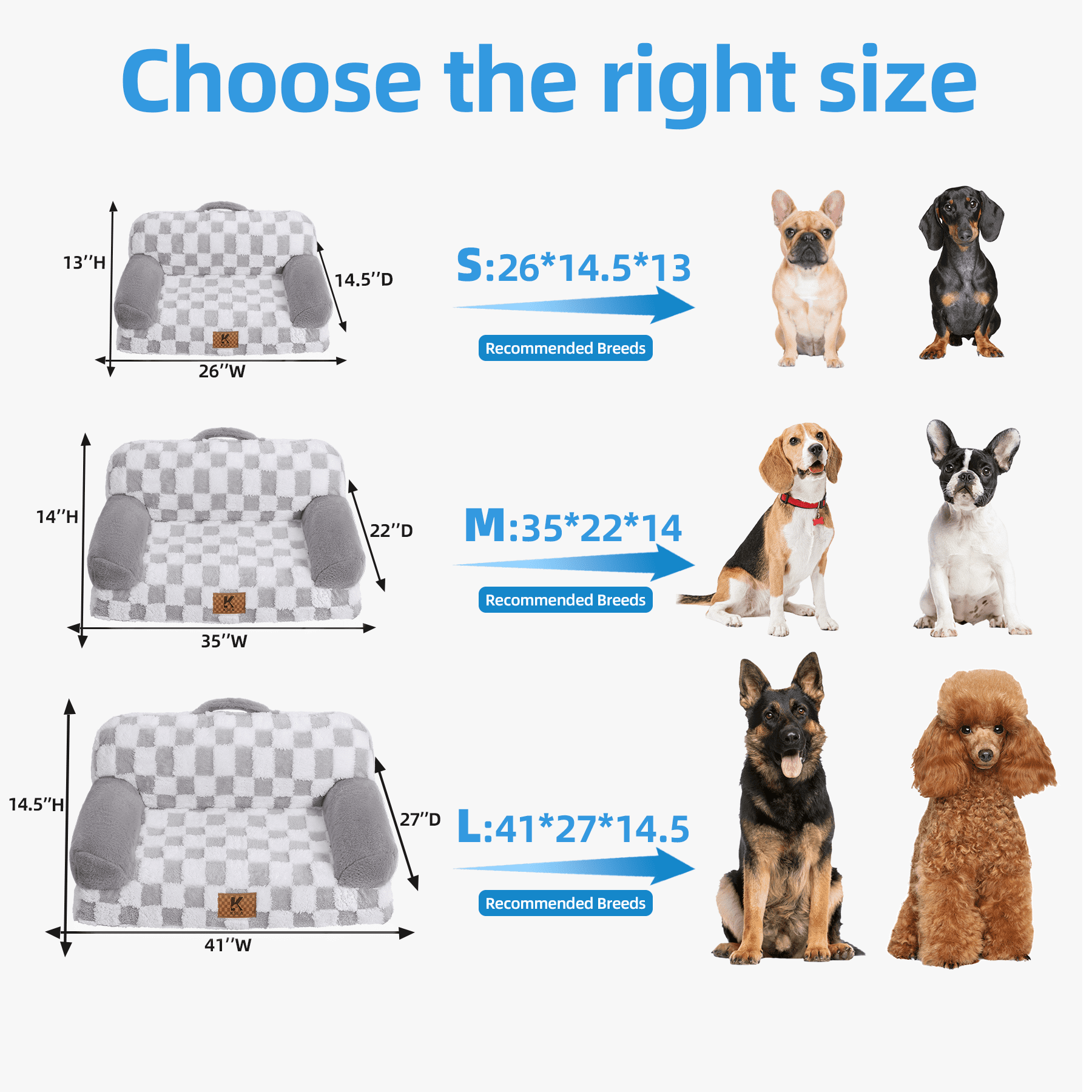 KSIIA 41in Pet Bed for Large Dog&Cat with Removable Washable Cover