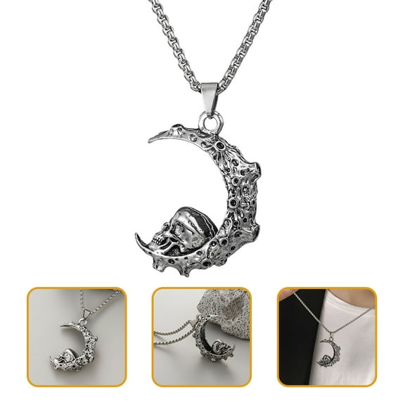Supvox 1Pcs Vintage Skull Necklace Dark Grey Jewelry for Women with Trendy Style