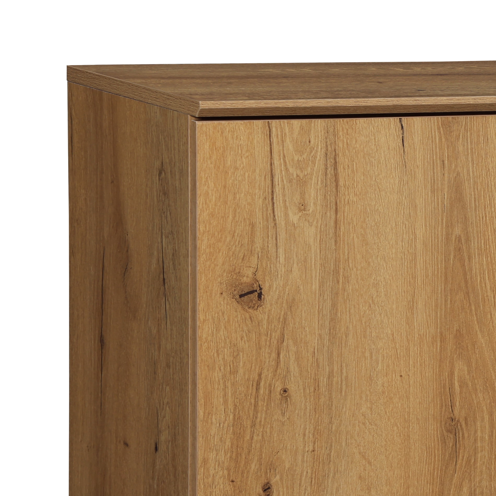 Sideboard Buffet Cabinet with 3 Compartments, 35.4" Wide, Oak Brown Wood Finish