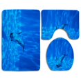 thumbnail image 1 of ABPHQTO Delfines nadando bajo el agua Juego de alfombras de baño de 3 piezas Alfombra de baño Alfombra de contorno y tapa de inodoro, 1 of 2