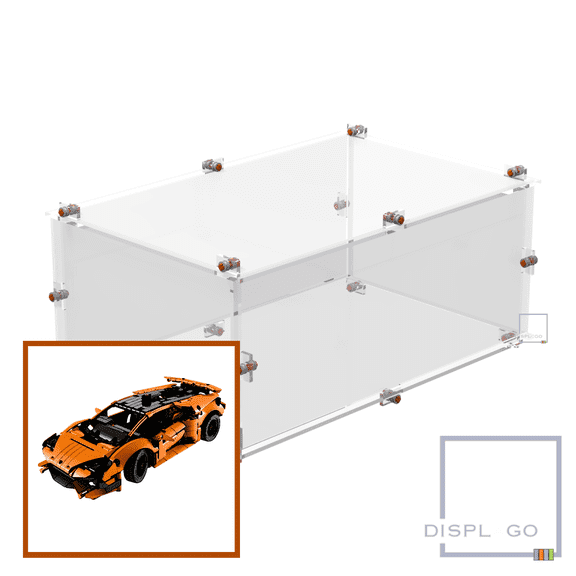 Display Case for LEGO® 42196 Lamborghini Huracán Tecnica Orange (Clear acrylic base)