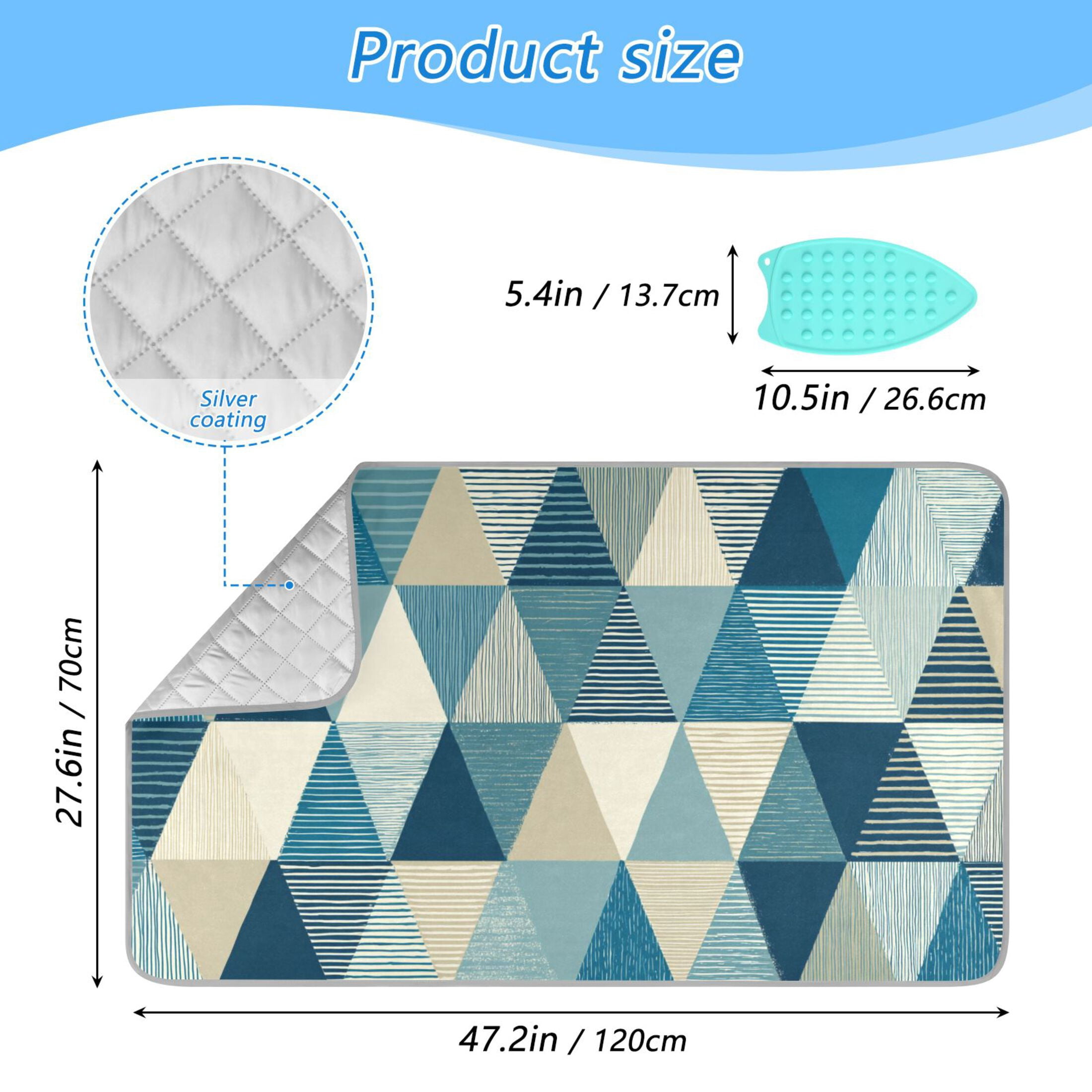 Triangles with Stripes Ironing Mat Blanket Portable Travel Ironing Pad Heat Resistant Pad 47.2" x 27.6”