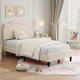 thumbnail image 4 of Yeshouse cama de plataforma terciopelo Princess, cabecera LED inteligente, cajón de almacenamiento, soporte de listones de madera, sin muelle de caja, 4 of 9