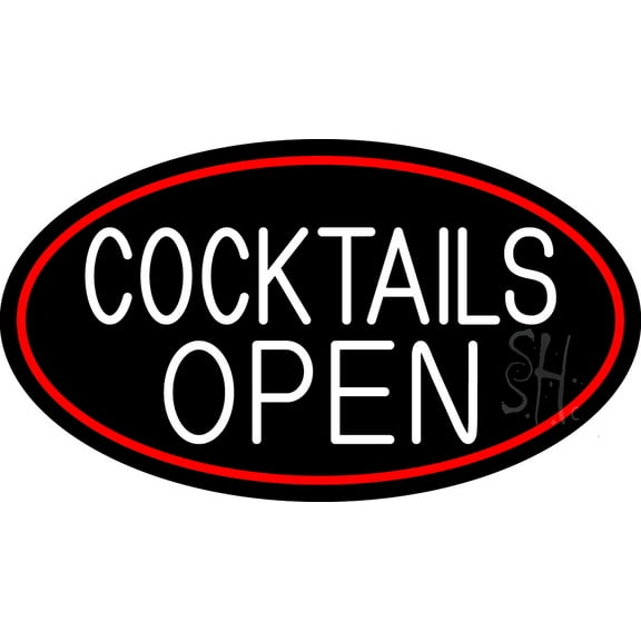 Cocktails Open LED Neon Sign 20 x 37 - inches, Clear Edge Cut Acrylic Backing, with Dimmer - Bright and Premium built indoor LED Neon Sign for Bar decor.