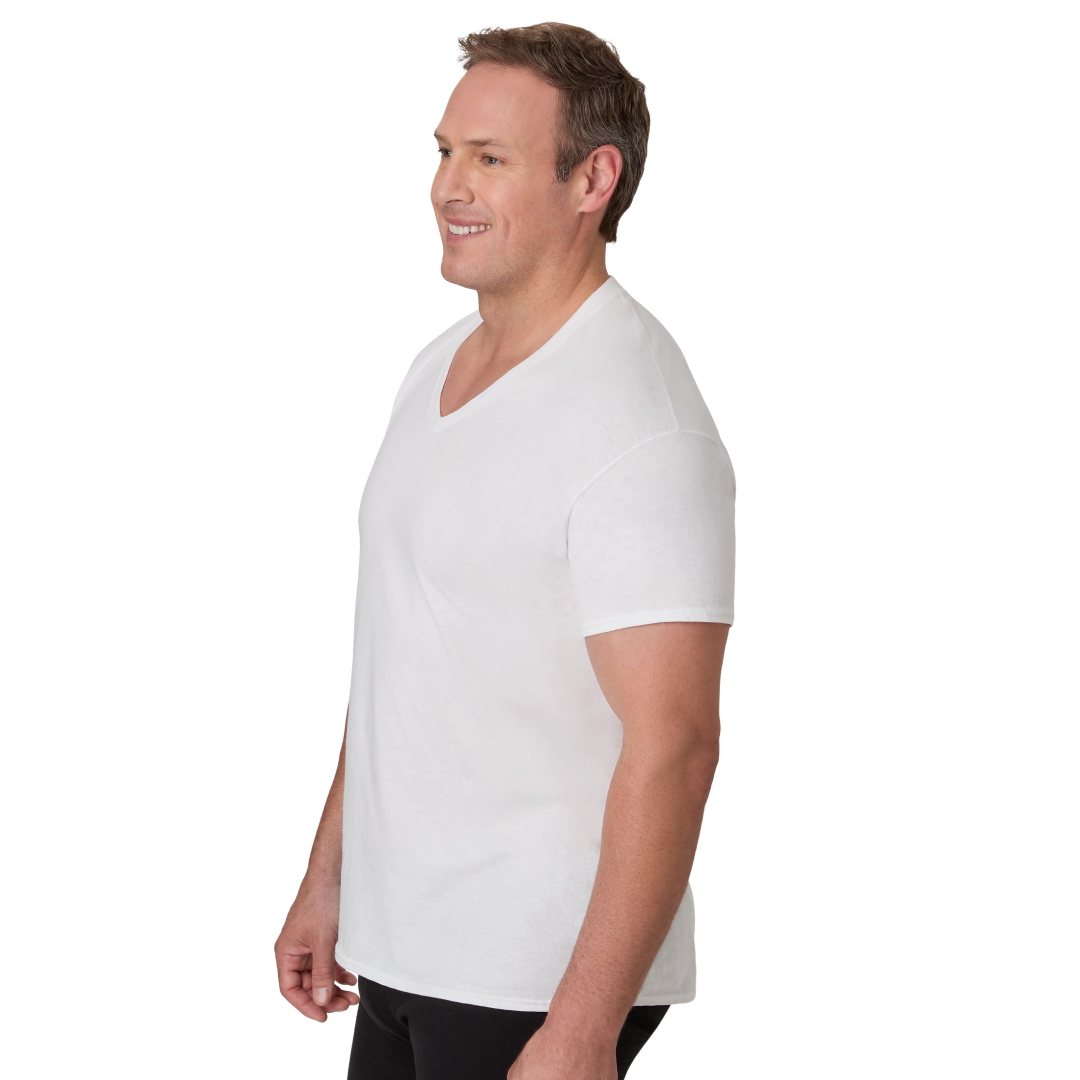 Hanes Tall Man T-Shirt Undershirt, 3-Pack, Cotton V-Neck Undershirts, White (Big & Tall Sizes)