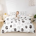 thumbnail image 2 of Homewish Cute Dog Paws Duvet Cover Queen,Cartoon Pet Themed Queen Bedding,White,Polkadot Reversible,3pcs,1 Duvet Cover and 2 Pillowcases, 2 of 6