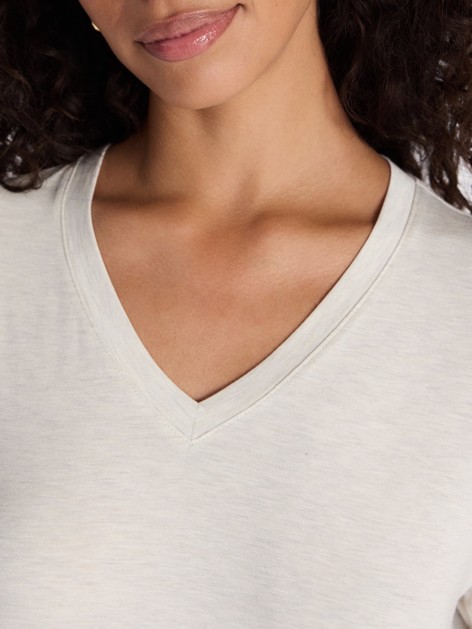 Time and Tru Women's V-Neck Tunic Tee with Short Sleeves, Sizes XS-XXXL