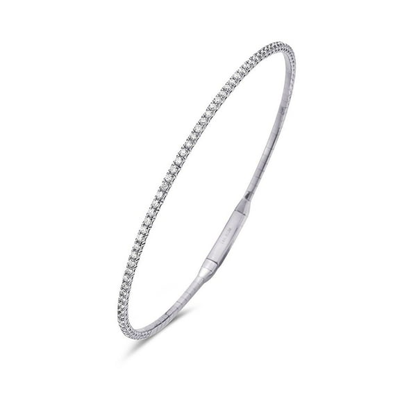 Flexible Diamond Bangle Bracelet 1.00 ct 14k White Gold