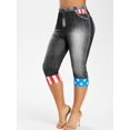 thumbnail image 1 of Más el tamaño de la bandera americana Imprimir recortada Jeggings 3D Rosegal Leggings de talla grande, 1 of 5