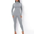 thumbnail image 2 of Idoravan Fashion Jumpsuit for Women Long Sleeve Women's New Solid Color Tight One Shoulder Sling Sports Fitness Jumpsuit One-piece Tights, 2 of 5