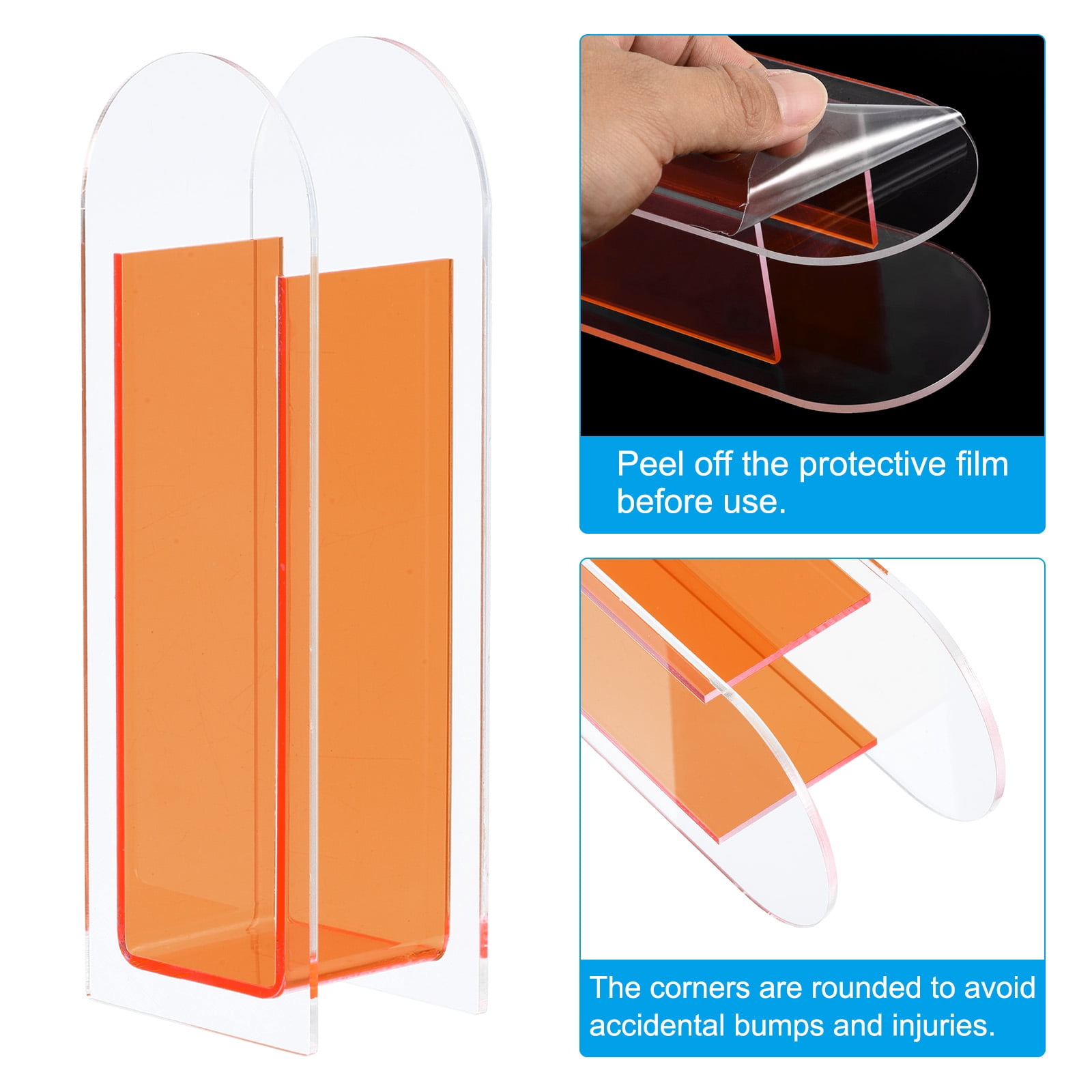 Unique Bargains Arch Acrylic Floral Vase Clear Geometric Table Centerpiece Decorative Vase Orange
