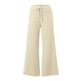 thumbnail image 3 of Busydd Linen Pants Women with Vertical Stripes Casual Straight Leg Elastic Waist Pants for Women XS, 3 of 9