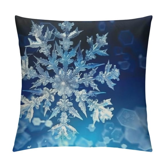 Shiartex Blue Christmas Snowflake Print Throw Pillow Cover Square Soft Cushion Cover Throw Pillow Case for Home Decor Living Room Bed Couch Car