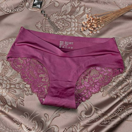 

Bessbest New Year Women Breathable Ice Silk Texture Seamless Brief Briefs Panties Women S Mid Waist Lace Ladies Panties
