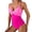 Hot Pink #070, variant on Women's One Piece Swimsuits Tummy Control Front Cross Bathing Suits Tie Back Slimming V Neck Solid Color Swimwear Dark Gray XL