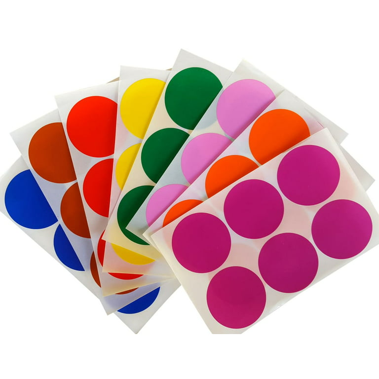 Colored Dot Stickers for All-Purpose Use in Office, Home, School 2 Label  Rounds Red/Blue/Green/Yellow/Purple/Orange/Brown/Pink, 48 Count by Royal