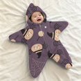 thumbnail image 2 of Ruyang Newborn Flannel Hooded Crawling Suit Starfish Baby Romper Infant Footie Jumpsuit Fall Winter Halloween Clothes, 2 of 5