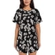thumbnail image 1 of Balery Daisies Flowers Conjunto de Pijama para Mujer con Estampado, Dos Piezas de Manga Corta y Shorts, Ropa de Dormir Suave con Cuello Redondo y Bolsillos-X-Large, 1 of 6
