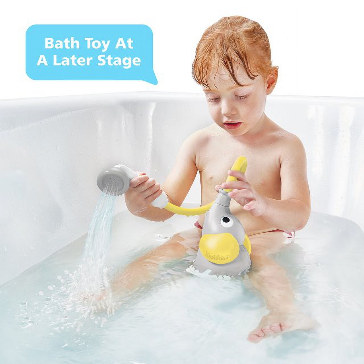 Yookidoo Elephant Baby Shower™ - Yellow Elephant Water Pump and Trunk Spout Rinser - for Newborn Babies in Tub Or Sink