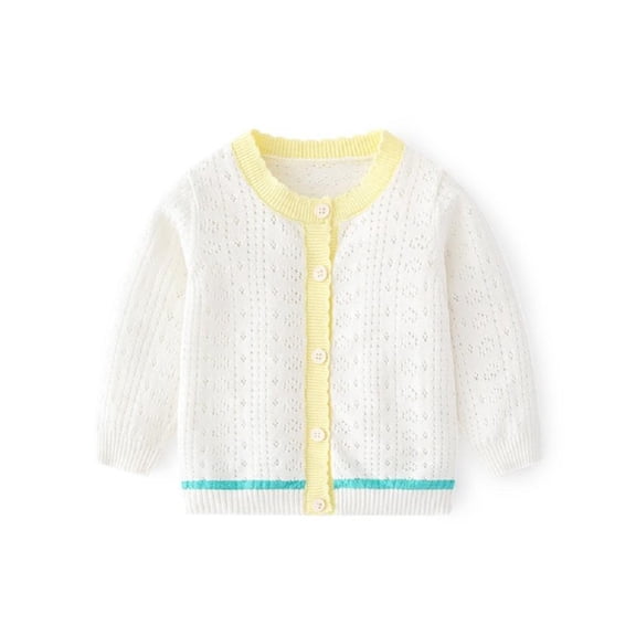 Godderr Kids Baby Girl Button Cardigan Crew Neck Long Sleeve Toddler Cotton Knit Sweater for 10M-18T