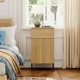 thumbnail image 4 of Modern Minimalist Nightstand Set of 2 with Built-In Outlets, Reed Pattern Design, 4 of 10