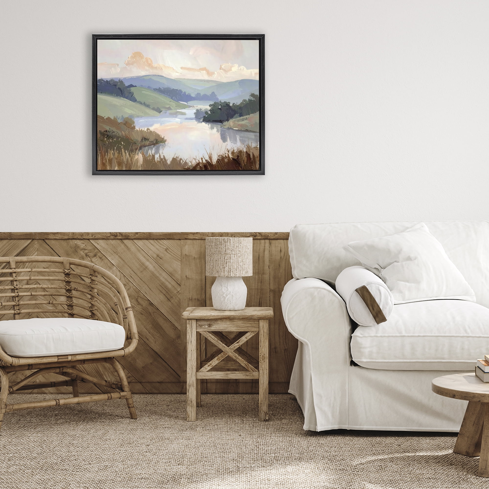 Stupell Industries Muted Distant Mountains Black Framed Floater Canvas Wall Art, design by Alonza Saunders