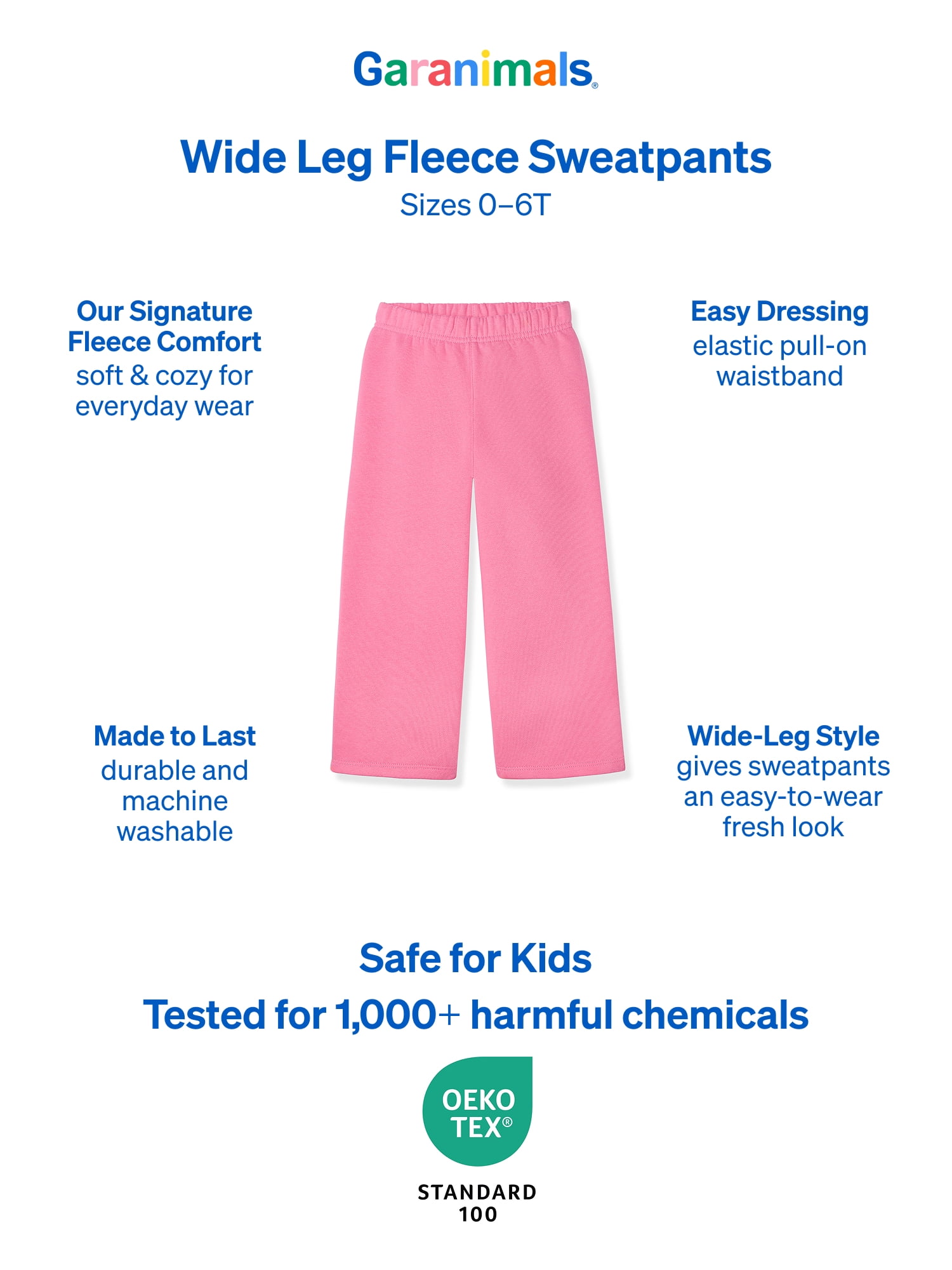 Garanimals Baby & Toddler Girls Fleece Sweatpants, Wide Leg, Sizes 0-6T