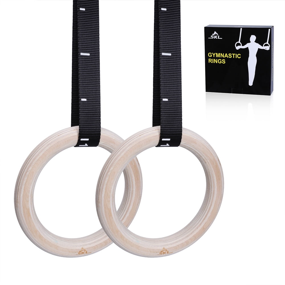 2PC Adjustable Olympic Gymnastic Rings Crossfit Gym Strength Fitness Training 
