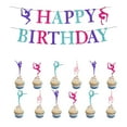 thumbnail image 1 of Gymnastics Themed Birthday Decorations for Girl Gymnastics Happy Birthday Glitter Banner Cupcake Topper Kit for Gymnastics Birthday Party Supplies, 1 of 5