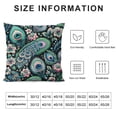 thumbnail image 5 of Peacock Feathers and Roses Flowers Pillow Covers Decorative Throw Pillowcase  Square Couch Cushion Cover for Home Decor Sofa Living Room Bed Car Sofa, 5 of 5
