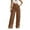 A-Brown143, variant on Womens High Waist Tailored Pant Wide Leg Full Length Button Waist Trouser Smooth Elegant office Pants