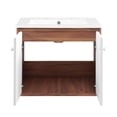 thumbnail image 4 of Modway Transmit 24.5" Modern Plastic Wall-Mount Bathroom Vanity in Walnut/White, 4 of 8