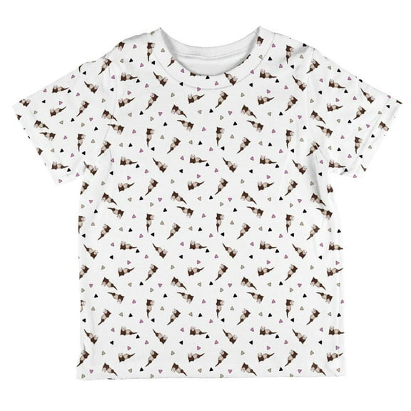 Retro Ferret Pattern All Over Toddler T Shirt White 2T