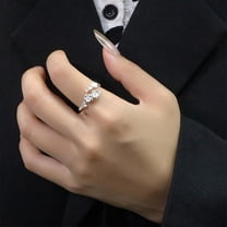 PULABO Women 925 Sterling Silver Flower Peony Cubic Zirconia Thumb Ring Stress Anxiety Rings Women's Jewelry Lady Birthday Mother's Day Gifts