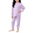 thumbnail image 2 of Cethrio Girls Pajama Sets Size 14-16, 2 Piece Comfortable Long Sleeve Fall Winter Thermal Underwear Sets Purple, 2 of 6