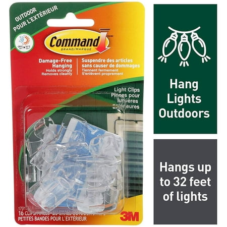 Command Outdoor Light Clips Clear 16, Command Outdoor Light Clips Clear