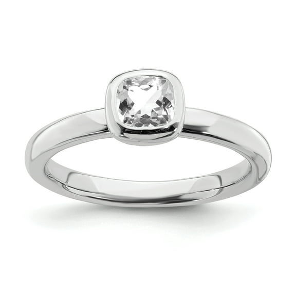 Sterling Silver Cushion Cut White Topaz Ring