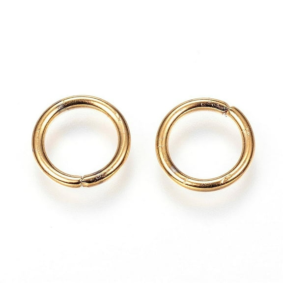 J235 - 50 pcs 304 Stainless Steel Open Jump Rings 10mm -15 Gauge (1.5mm Thick) - Golden - High Quality! - Tarnish Resistant