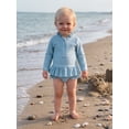 thumbnail image 6 of BemeyourBBs Toddler Baby Girl 2 Piece Swimsuit Set Infant Girls Bathing Suit Long Sleeve Rash Guard Swimwear Frill Mock Neck Eyelet Hollow Out Zipper Swiming Tops Bottoms Bikini Set Summer Beachwear, 6 of 9