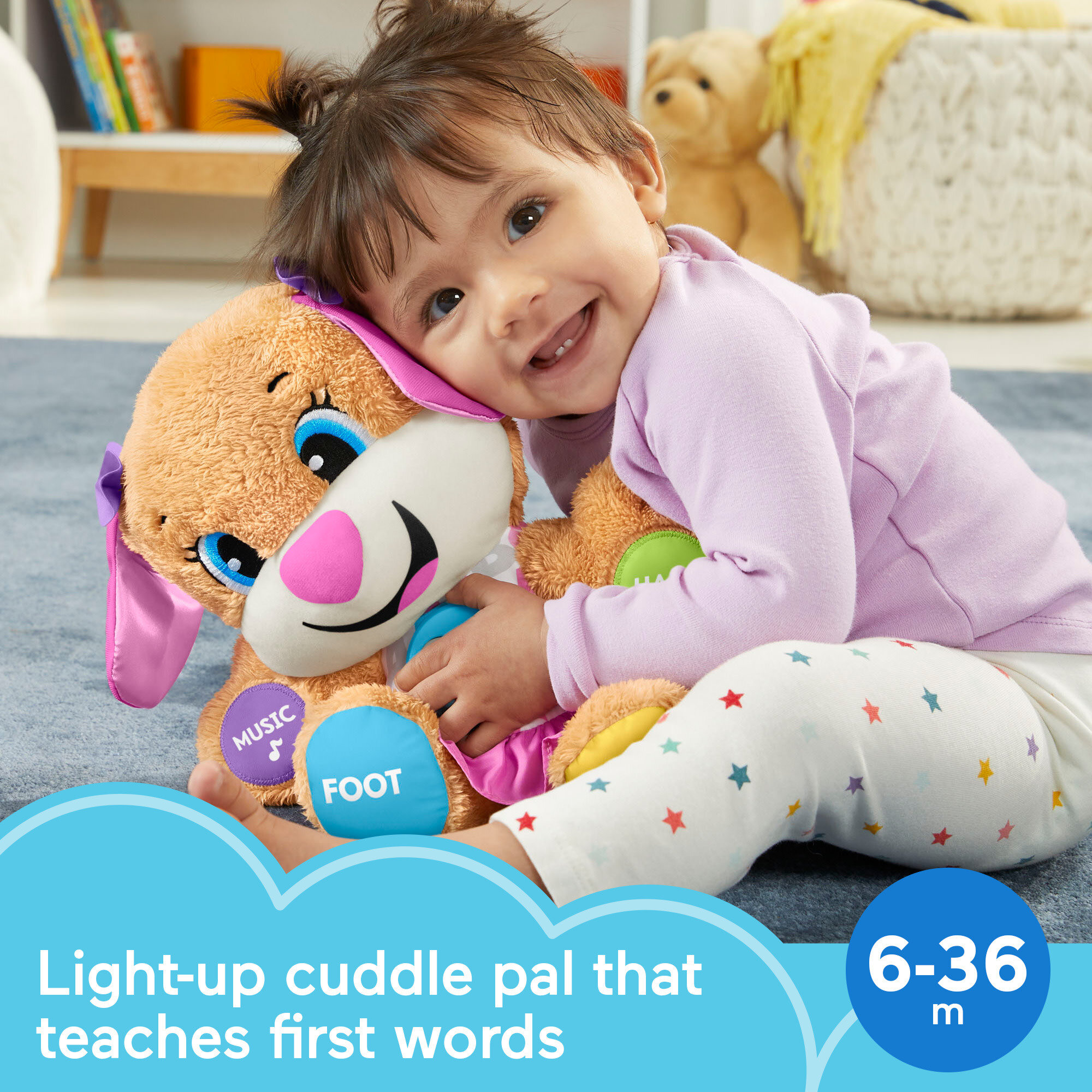 Fisher-Price Laugh & Learn Smart Stages Sis Puppy Plush Learning Toy for Baby, Infants and Toddlers, 6 months and up - image 3 of 8