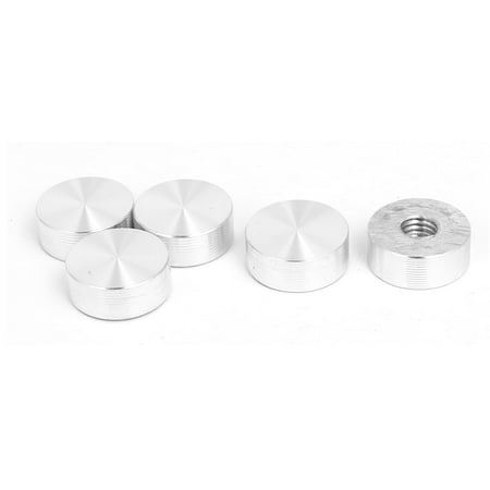 Table Glass Round Shape Aluminum Disc Silver Tone M8 Female Thread 20mm Dia 5pcs