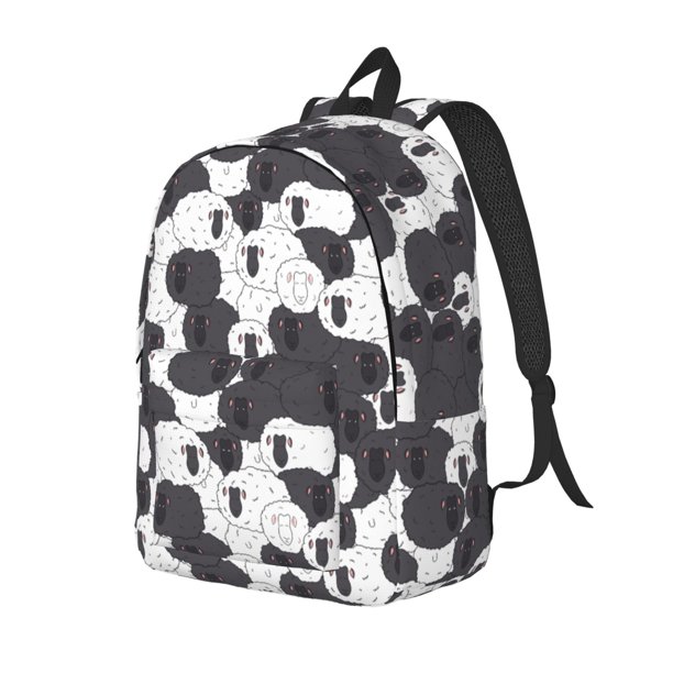 Easygdp Black And White Sheeps Mochila de Lona Resistente para Laptop, Compatible con Laptops de 15 a 17 pulgadas, Ideal para Escuela, Trabajo y Viajes-Medium