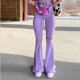 thumbnail image 1 of Pantalones acampanados rasgados para mujer, Jeans de cintura alta con borde crudo, levantamiento de glúteos, primavera y verano, 2023, 1 of 5