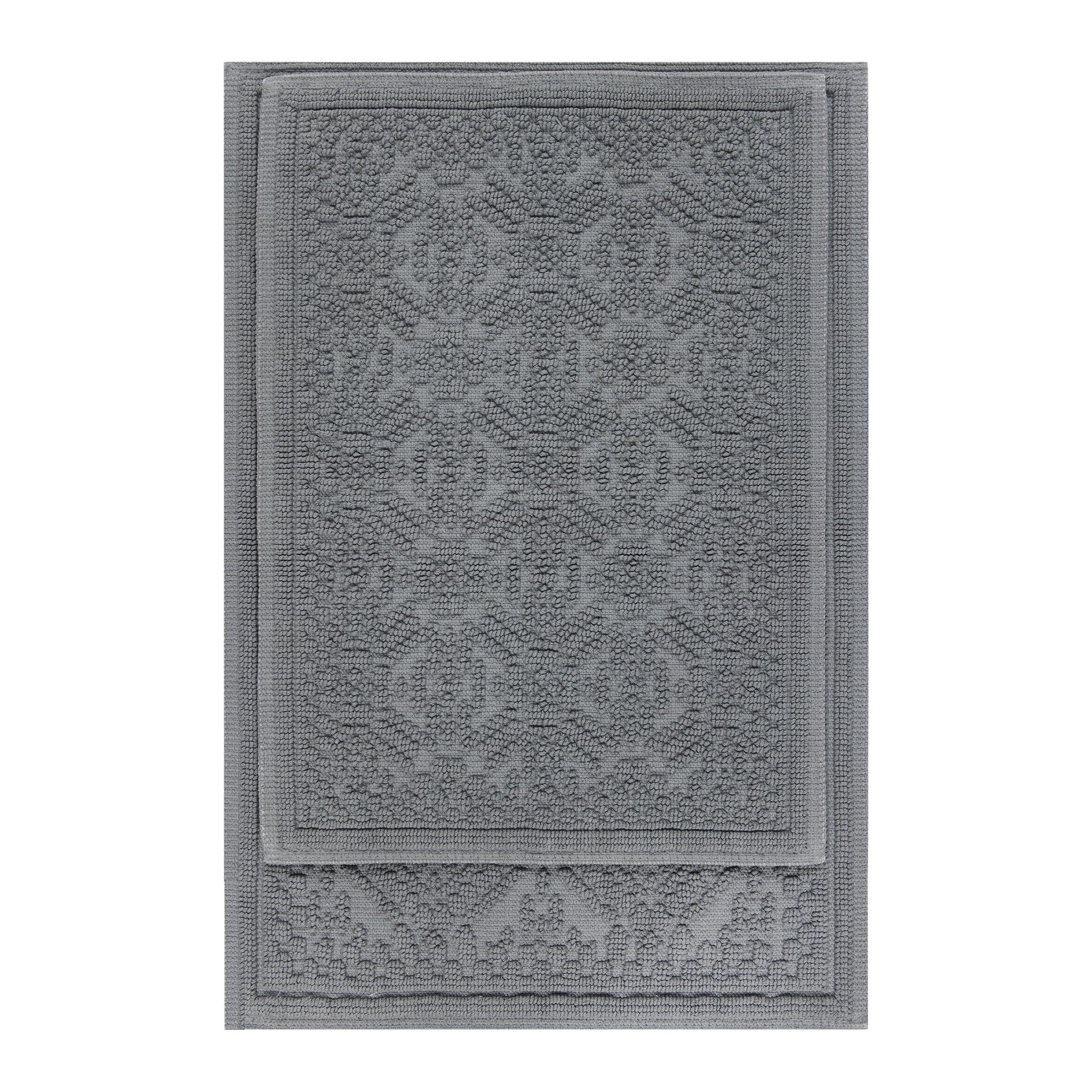 Better Homes & Gardens Kati Lattice Bath Rug Set, Gray Flannel, 2 Piece, 17" x 24" and 20" x 30"